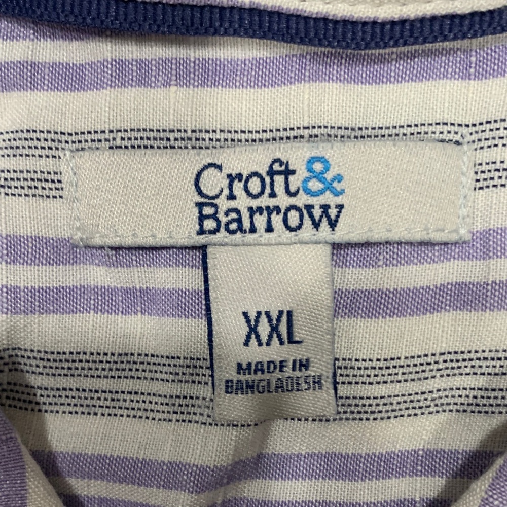 croft & barrow Light Purple and White Striped Sleeveless Button-Down Shirt